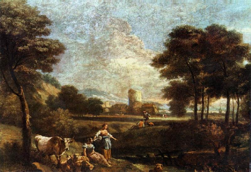 ZAIS, Giuseppe Landscape with Shepherds and Fishermen Sweden oil painting art
